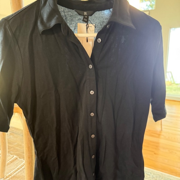 Banana Republic black knit short sleeve button down NWT size S - Picture 2 of 2